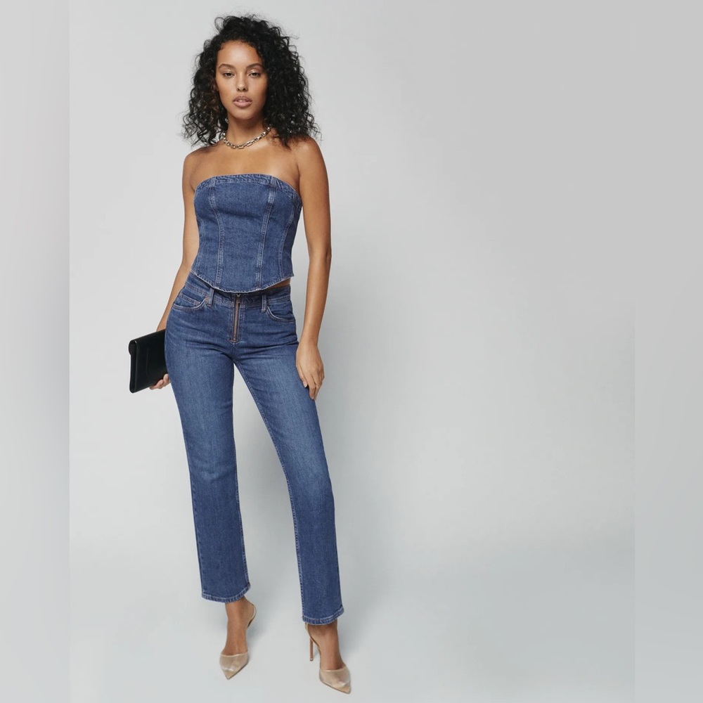 Reformation Julianna Zip Mid Rise Straight Leg Jeans